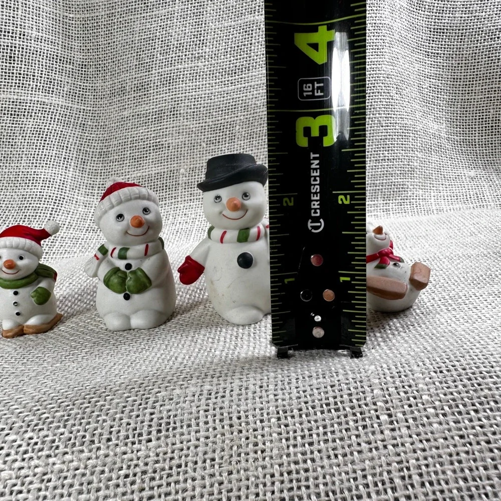 Homco Vintage Porcelain Snowman READ Figurine Set of 4 Christmas Decor 5504